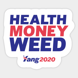 Andrew Yang 2020 - Health Money Weed Sticker